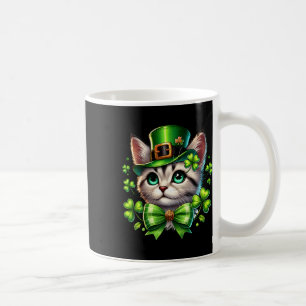 Leprechaun-Katze St. Patricks Day Coquette-Schleif Kaffeetasse