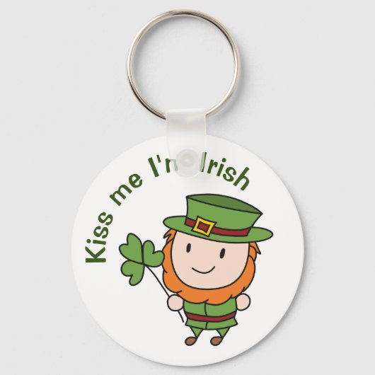 Leprechaun Kiss Me I'm Irish Schlüsselanhänger (Vorderseite)