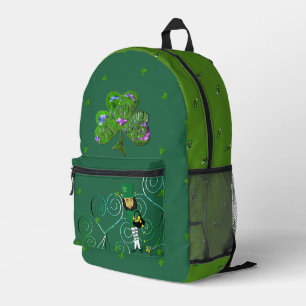 Leprechaun Kleeblatt Aquamarine Druckausschnitt Nä Bedruckter Rucksack