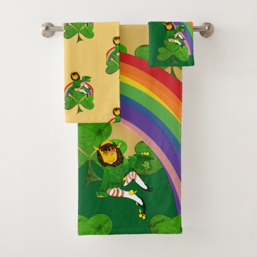 Leprechaun Kleeblatt Badehandtuch Set (Insitu)