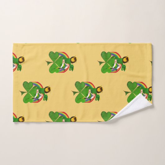 Leprechaun Kleeblatt Badehandtuch Set (Handtuch)