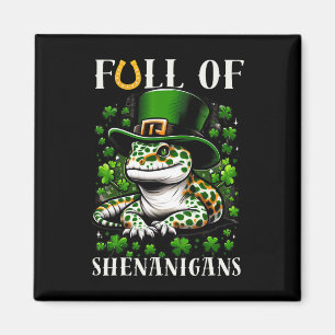 Leprechaun Kleeblatt Blatt Leopardgeckos St. Patri Magnet
