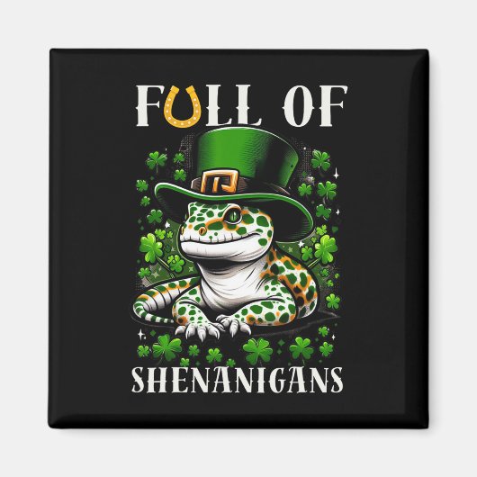 Leprechaun Kleeblatt Blatt Leopardgeckos St. Patri Magnet (Vorne)