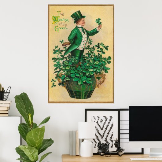 Leprechaun Kleeblatt Clay Pipe Harp von Erin Poster (Heimbüro)