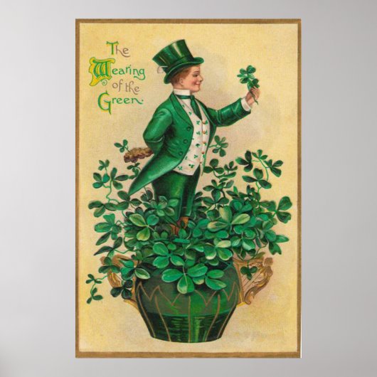 Leprechaun Kleeblatt Clay Pipe Harp von Erin Poster (Vorne)