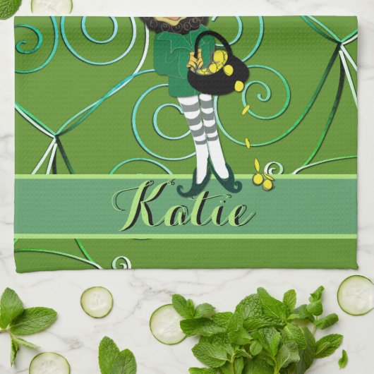 Leprechaun Kleeblatt Geschirrtuch (Gefaltet)