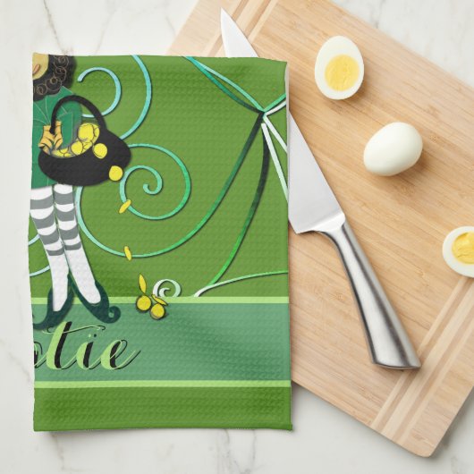 Leprechaun Kleeblatt Geschirrtuch (Viertel Falte)