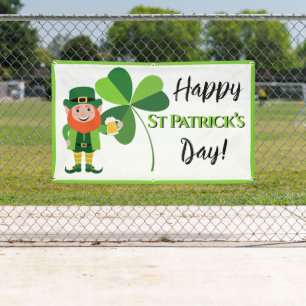 Leprechaun Kleeblatt Happy St Patrick's Day Banner