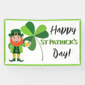 Leprechaun Kleeblatt Happy St Patrick's Day Banner (Horizontal)
