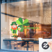 Leprechaun Kleeblatt Happy St Patrick's Day Fensteraufkleber (Café-Fenster)