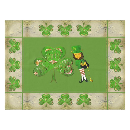 Leprechaun Kleeblatt "Happy St. Patrick's Tischdecke (Vorderseite (Horizontal))