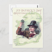 Leprechaun Kleeblatt Ireland Island Postkarte (Vorne/Hinten)