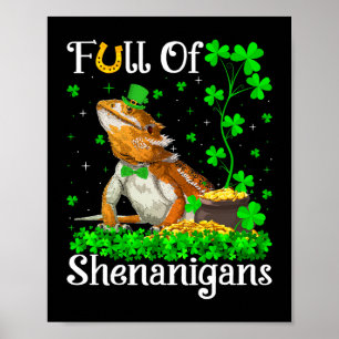 Leprechaun Kleeblatt Leaf Bearded Dragon St. Patri Poster