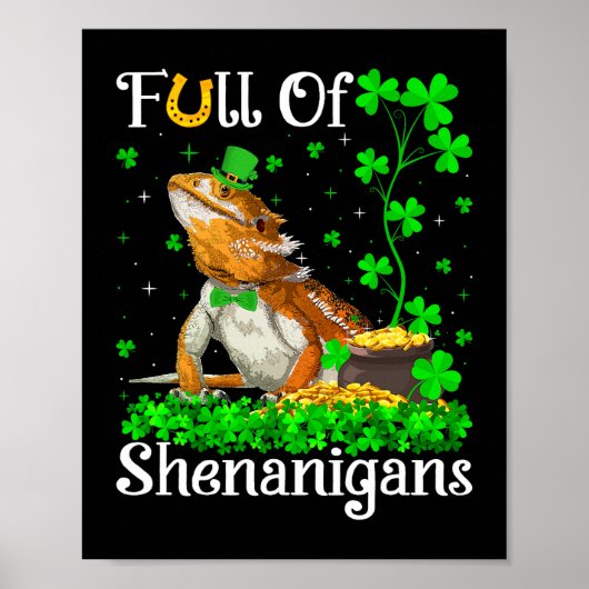 Leprechaun Kleeblatt Leaf Bearded Dragon St. Patri Poster (Vorne)