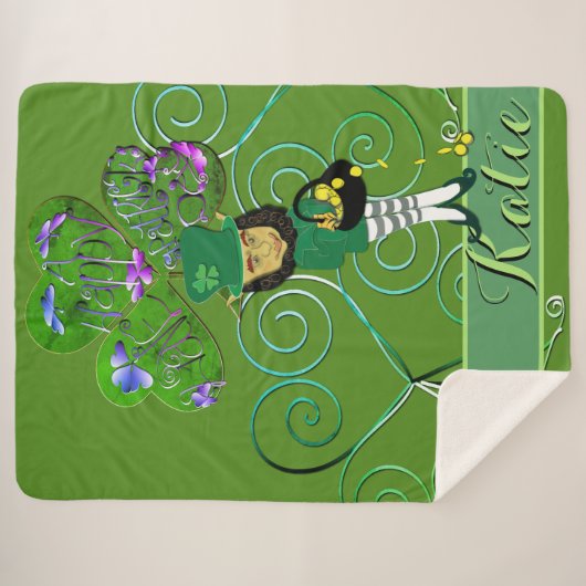 Leprechaun Kleeblatt Sherpadecke (Vorderseite (Horizontal))