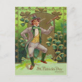 Leprechaun Kleeblatt Shillelagh Clay Pipe Postkarte (Vorderseite)
