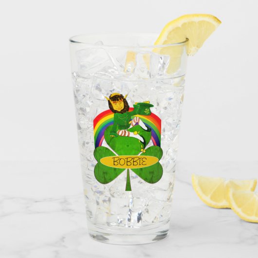 Leprechaun Kleeblatt St. Patrick's Day Glass Glas (Rückseite Ice)