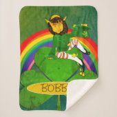 Leprechaun Kleeblatt und Regenbogen Sherpadecke (Vorderseite)