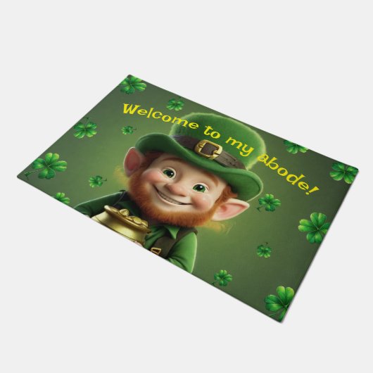 Leprechaun & Kleeblatts Door Mat Fußmatte (Schrägansicht)