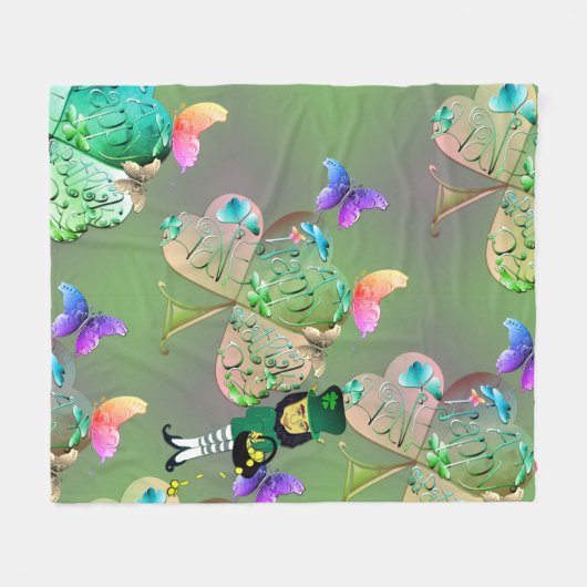 Leprechaun & Kleeblatts Fleece Blanket (Vorderseite (Horizontal))