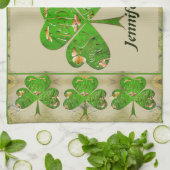 Leprechaun Kleeblatts Grau Geschirrtuch (Gefaltet)