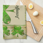 Leprechaun Kleeblatts Grau Geschirrtuch (Viertel Falte)