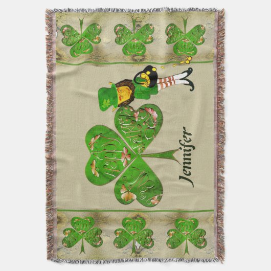 Leprechaun Kleeblatts werfen Blanket Decke (Vorderseite Vertikal)