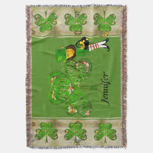 Leprechaun Kleeblatts werfen Blanket Decke (Vorderseite Vertikal)