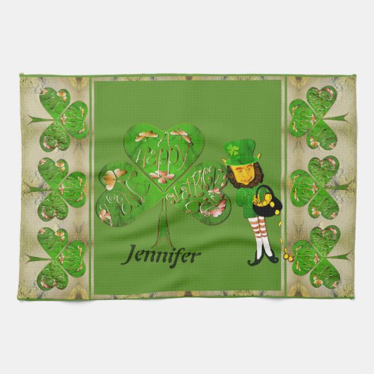 Leprechaun Kleeblatts werfen Blanket Geschirrtuch (Horizontal)