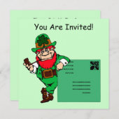 Leprechaun Lean St. Patrick's Day Party Einladung (Vorne/Hinten)