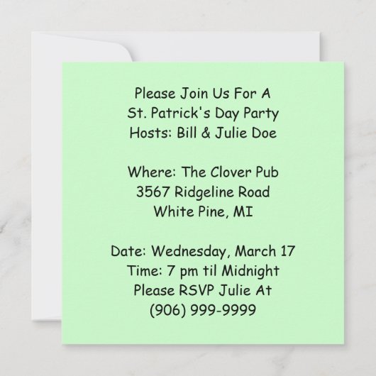 Leprechaun Lean St. Patrick's Day Party Einladung (Rückseite)