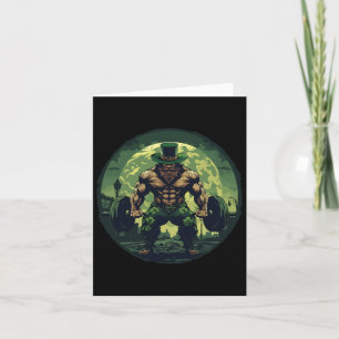 Leprechaun Lifting Weights Bodybuilding Gym St Pat Karte