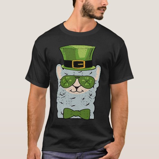 Leprechaun Llama Head Alpaca St Patricks Day Anima T-Shirt (Vorderseite)