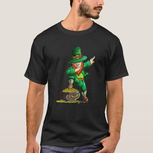 Leprechaun macht Dab Dabbing Gold Pot St Patricks T-Shirt (Vorderseite)