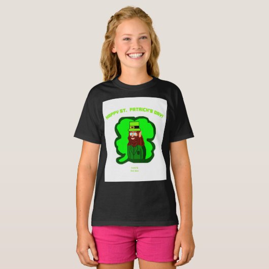 Leprechaun Magic Girls Black Basic T Shirt (Vorne ganz)