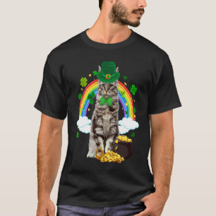 Leprechaun Maine Coon Katze Kleeblatt C St. Patric T-Shirt