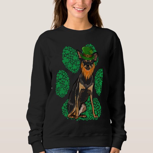 Leprechaun Miniature Pinscher St Patricks Day Sham Sweatshirt (Vorderseite)