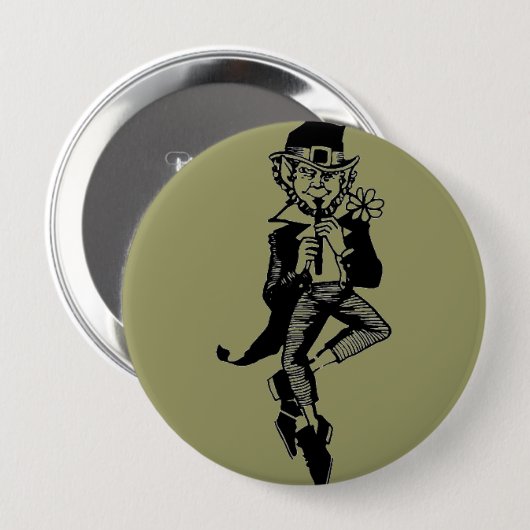 Leprechaun mit Flute Button (Vorne & Hinten)