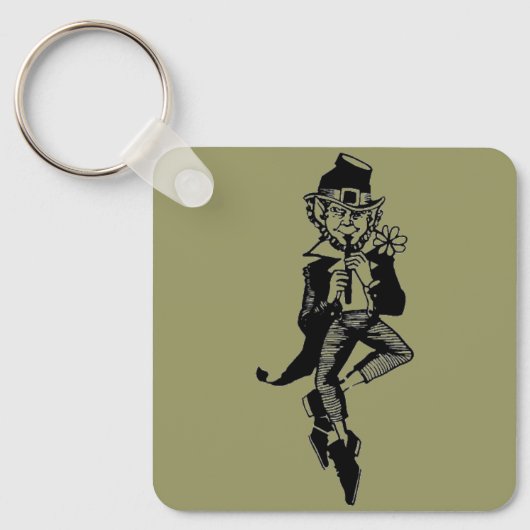 Leprechaun mit Flute Schlüsselanhänger (Vorderseite)
