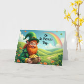 Leprechaun mit Gold Grußkarte Karte (Gelbe Blume)