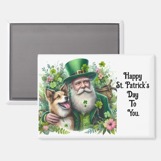 Leprechaun mit Hundemagnet Magnet (Vorderseite/Rückseite)