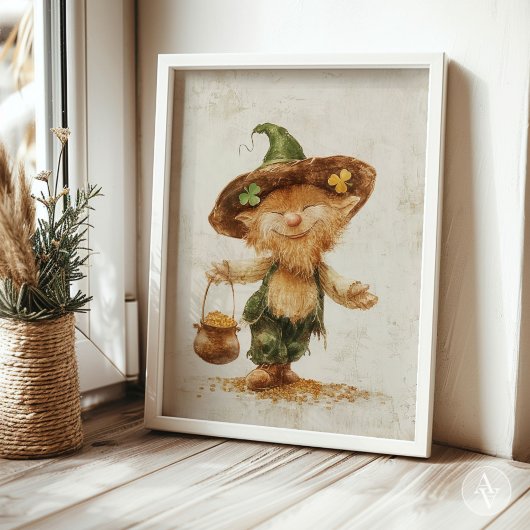 Leprechaun mit Pot of Gold Painting St Patrick's Poster
