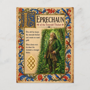 Leprechaun, mittelalterliche Bestiarien-Kunst Postkarte