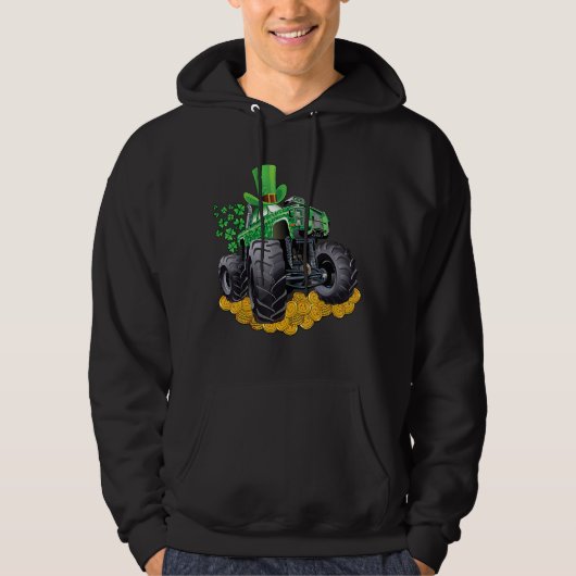 Leprechaun Monster Truck Kleeblatt St Patrick Day  Hoodie (Vorderseite)