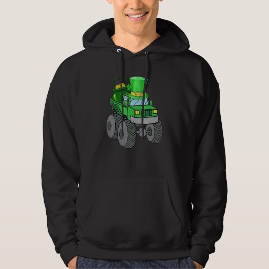 Leprechaun Monster Truck Kleeblatt St Patrick Day Hoodie (Vorderseite)