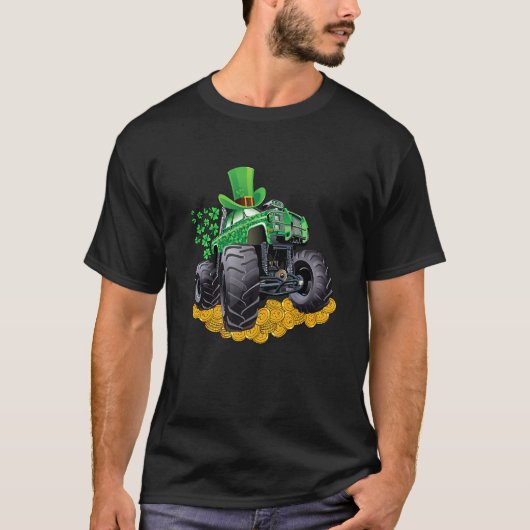 Leprechaun Monster Truck Kleeblatt St Patrick Day T-Shirt (Vorderseite)