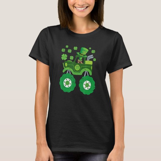 Leprechaun Monster Truck Pugs St Patricks Day Dog T-Shirt (Vorderseite)