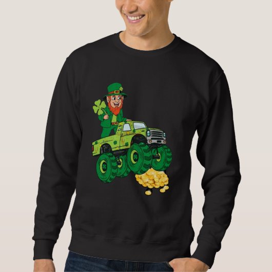Leprechaun Monster Truck Shamrock St Patrick Day B Sweatshirt (Vorderseite)