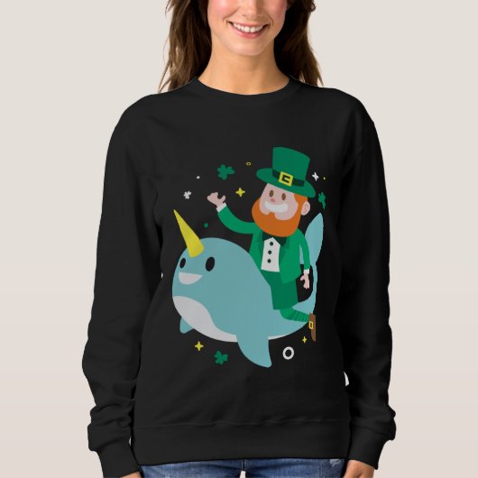 Leprechaun Narwhale Cute St Patricks Day 2020 Boy Sweatshirt (Vorderseite)