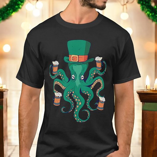 Leprechaun Octopus Cool St. Patrick's Day T-Shirt